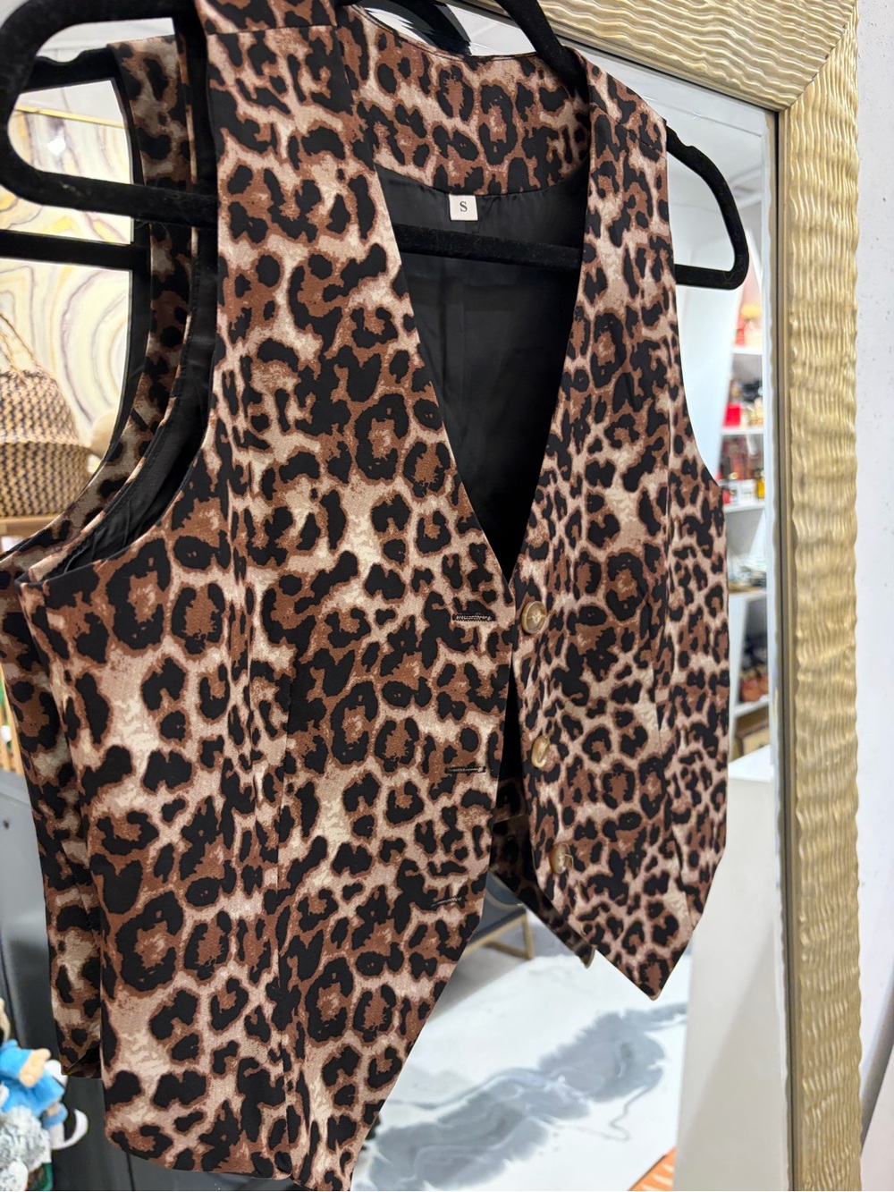 Leopard Print Women's Vest Jacket - Brown